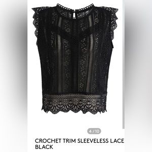 Black crochet trim lace top